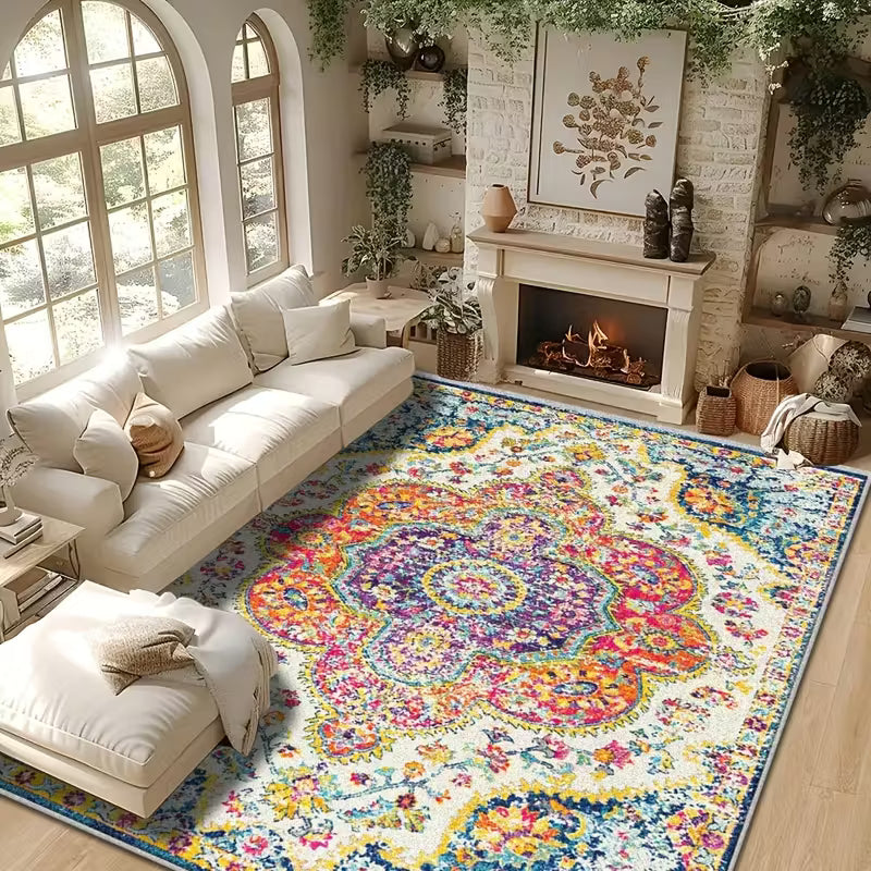 Vintage Bohemian Handwoven Area Rug – Artistic Pattern for Living Room Accent