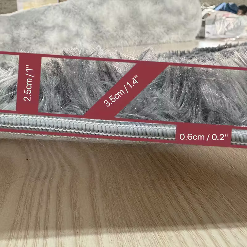 Light Gray Shaggy Artificial Wool Rug｜Soft Fluffy Non-Slip Mat