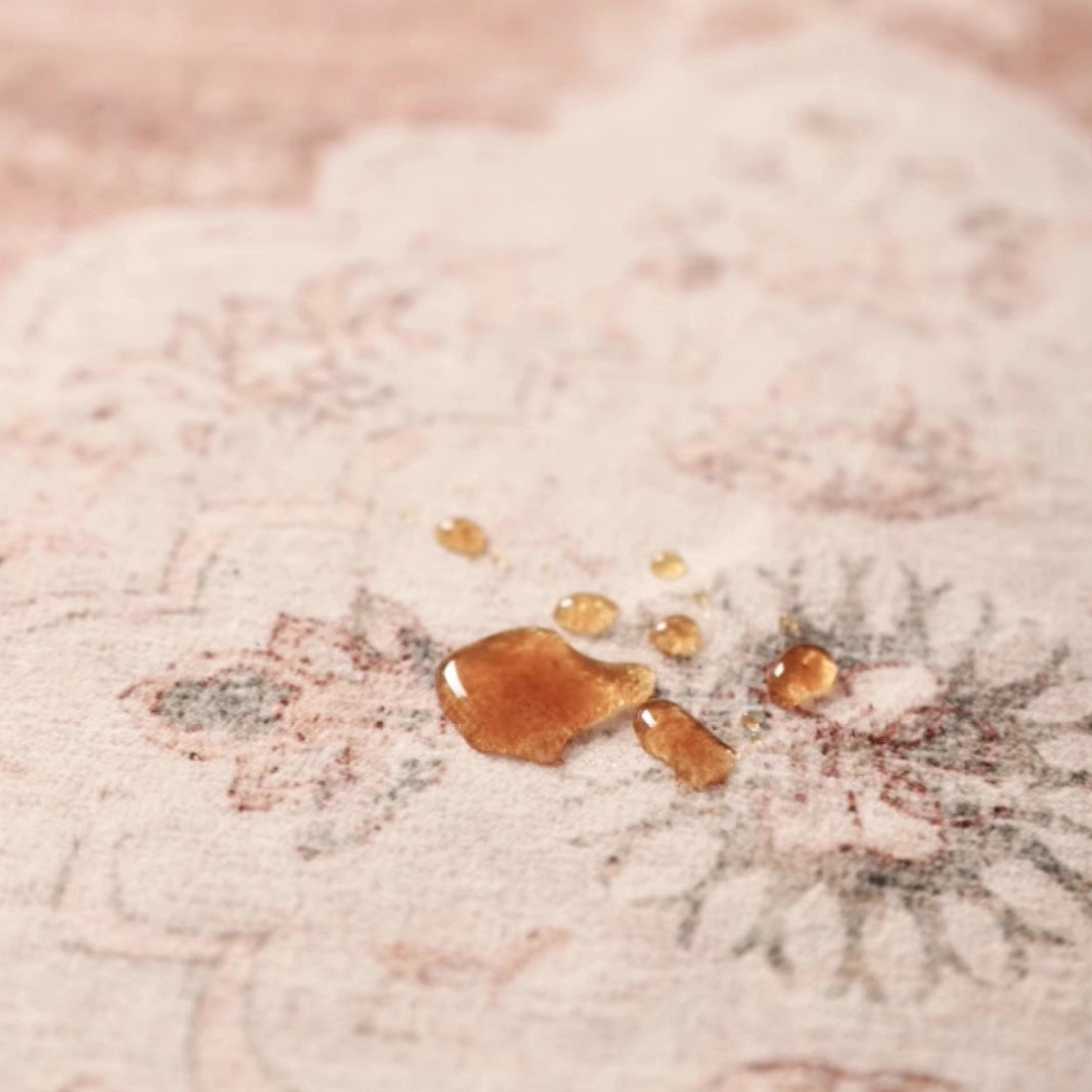 Vintage Rose Pet-Friendly Washable Rug | Soft Blush & Distressed Boho Design
