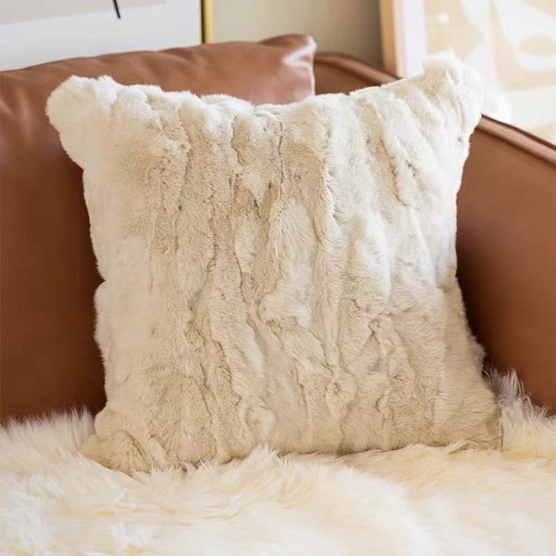 Premium Genuine Rabbit Fur Throw Pillow | Ultra-Soft Calming Cushion for Pets & Home | Warmloomo™