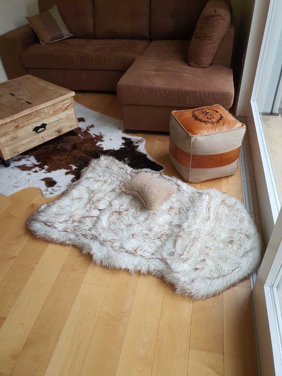 Luxury Fluffy Faux Fur Warm Dog Bed Calming Donut Dog Bed | Anti-Anxiety Faux Fur Shag