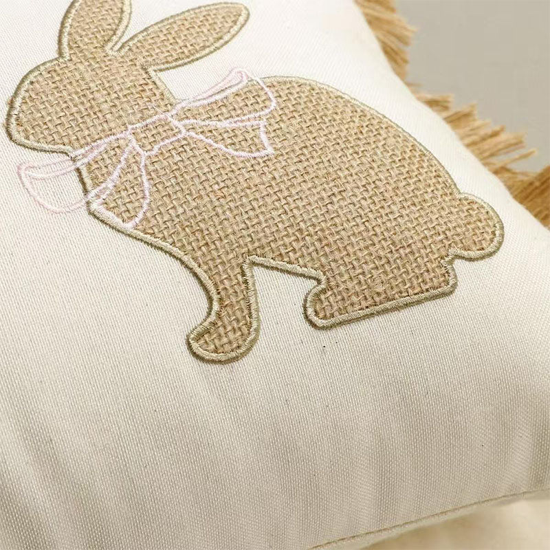 Easter Bunny Tufted Pillow Covers (Set of 3) – Embroidered Spring Throw Cushion Covers with Hidden Zipper for Sofa, Couch, Bed & Porch Decor