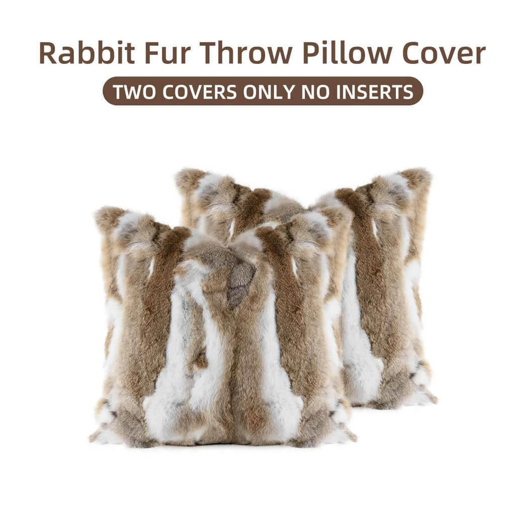 Soft Faux Rabbit Fur Patchwork Throw Pillow| Ultra Soft Cat-Petting Soft Cushion for Couch Bed Home Decor | Warmloomo™