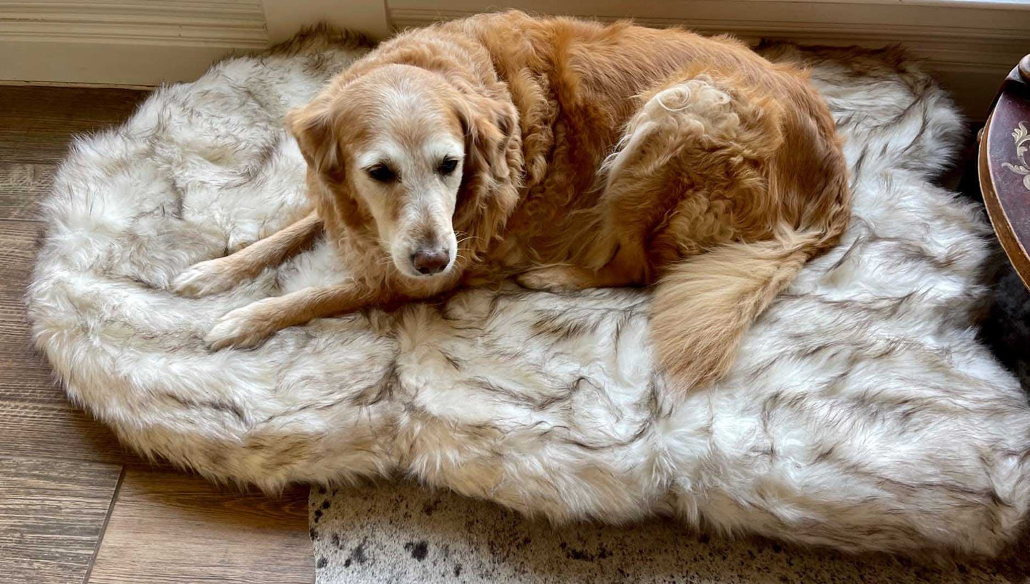 Luxury Fluffy Faux Fur Warm Dog Bed Calming Donut Dog Bed | Anti-Anxiety Faux Fur Shag