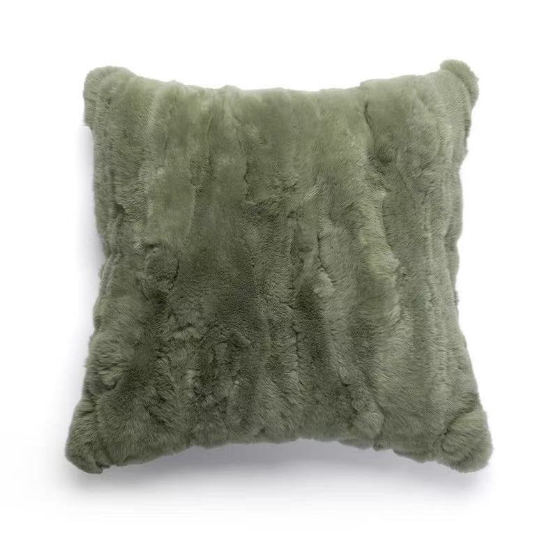 Premium Genuine Rabbit Fur Throw Pillow | Ultra-Soft Calming Cushion for Pets & Home | Warmloomo™