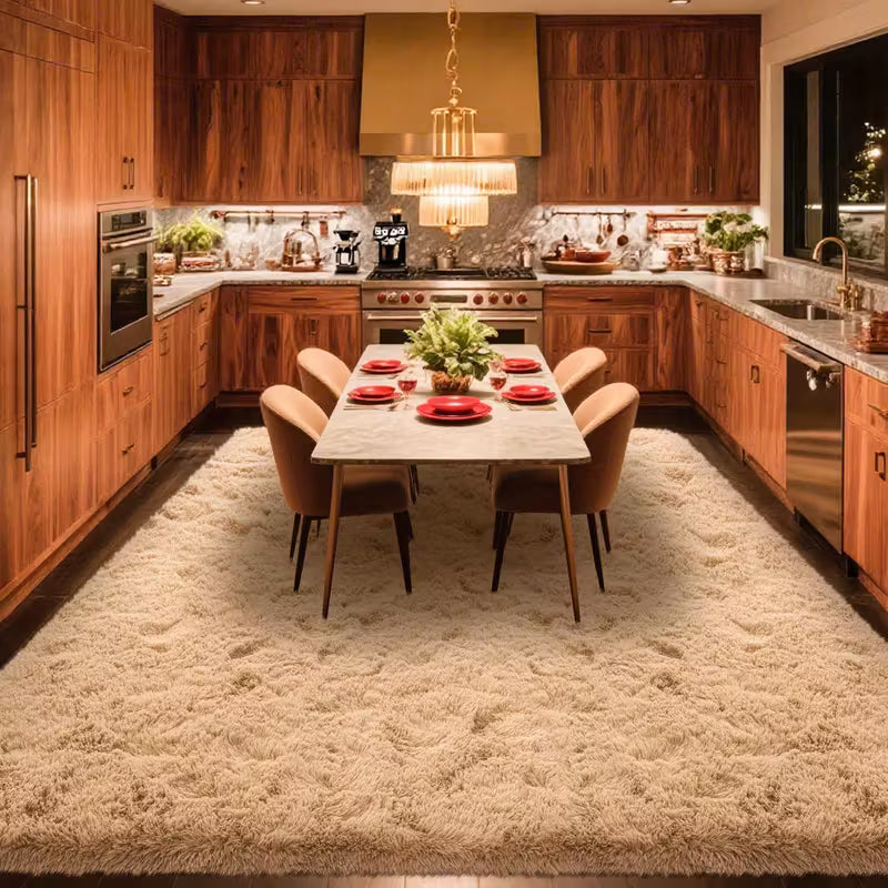 Luxury Beige Area Mat｜Reinforced Stitching & PVC Anti-Slip | Ideal Christmas Gift & Modern Decor