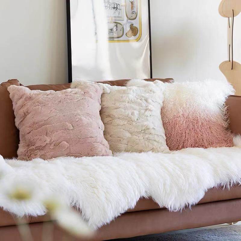 Premium Genuine Rabbit Fur Throw Pillow | Ultra-Soft Calming Cushion for Pets & Home | Warmloomo™