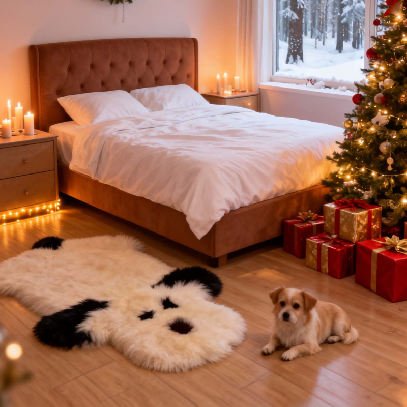 Faux Sheepskin Carpet, Dog Rug Non-Slip & Washable Mat for Living Room, Pet-Friendly Home