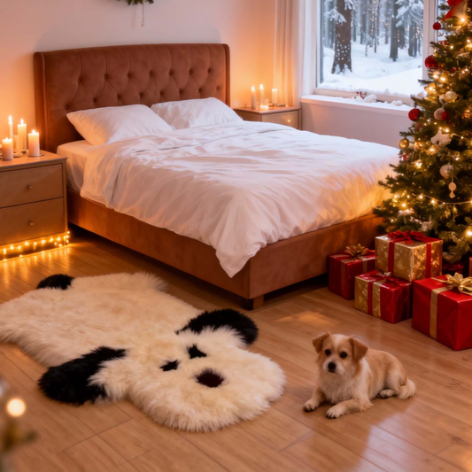 Faux Sheepskin Carpet, Dog Rug Non-Slip & Washable Mat for Living Room, Pet-Friendly Home