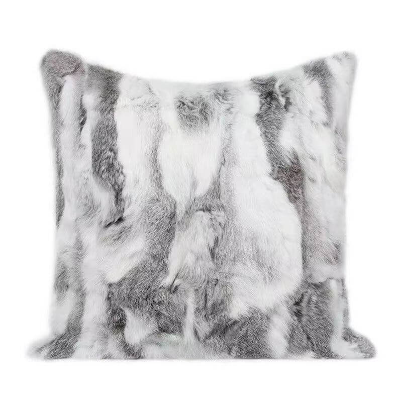 Soft Faux Rabbit Fur Patchwork Throw Pillow| Ultra Soft Cat-Petting Soft Cushion for Couch Bed Home Decor | Warmloomo™