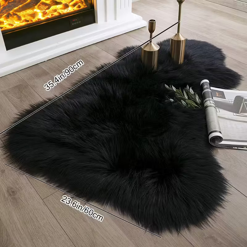 4 Solid Colors Irregular Fluffy Rug｜Shaggy Lightweight Area Mat | Machine Washable for Living Room/Bedroom/Christmas