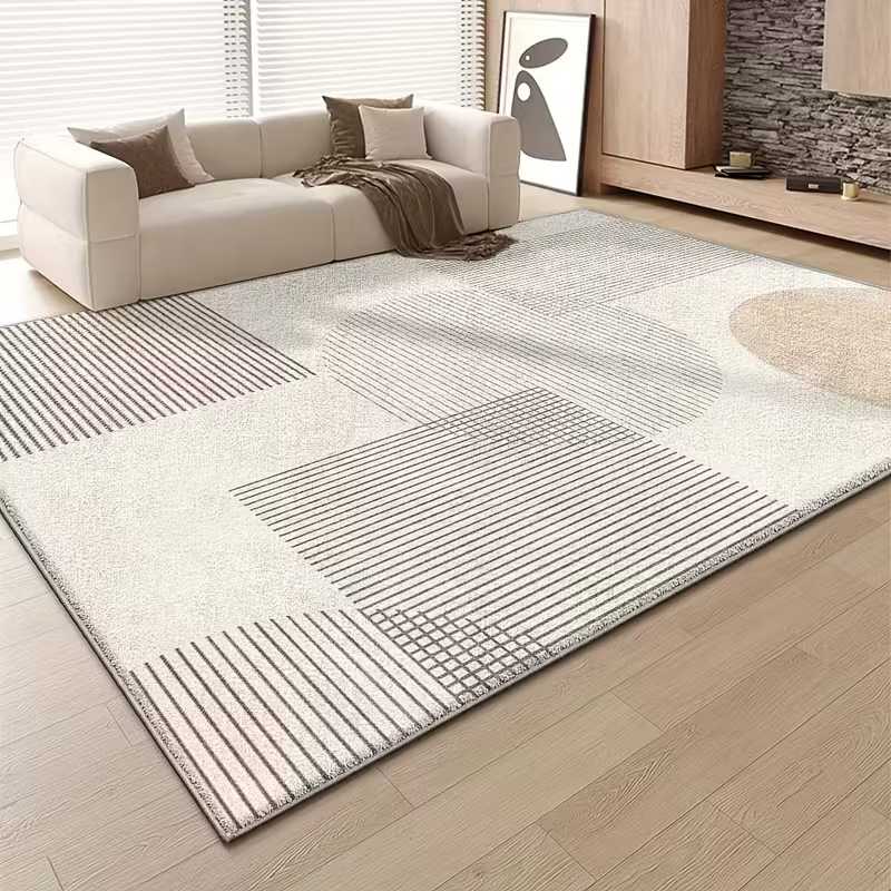 Modern minimalist geometric lines, Mediterranean style sofa, coffee table blanket, short velvet, anti slip