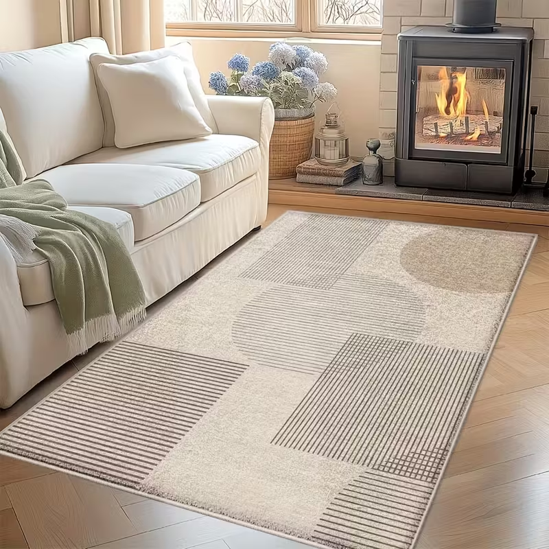 Modern minimalist geometric lines, Mediterranean style sofa, coffee table blanket, short velvet, anti slip