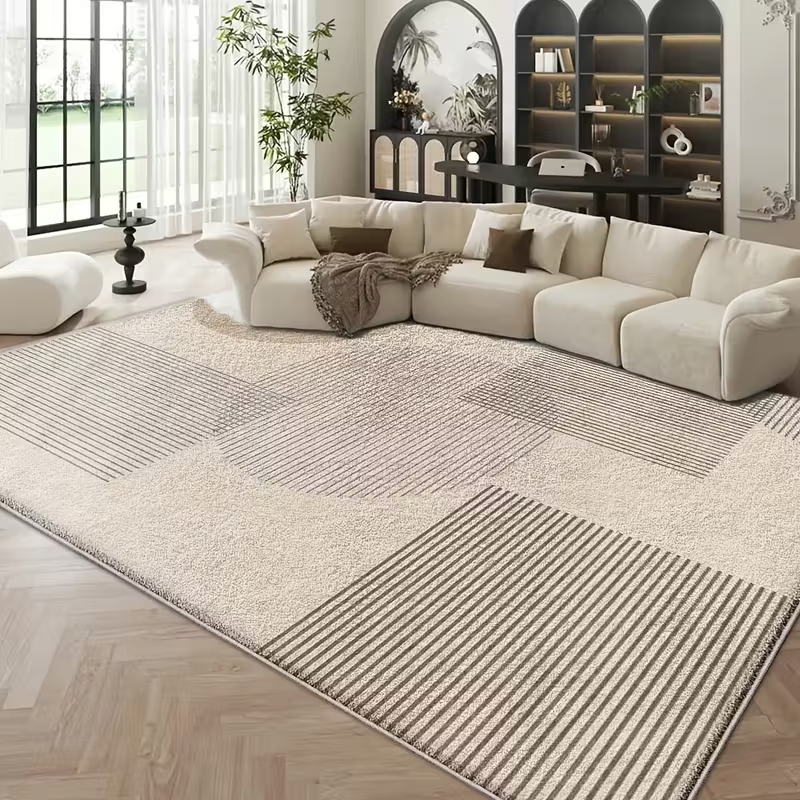 Modern minimalist geometric lines, Mediterranean style sofa, coffee table blanket, short velvet, anti slip