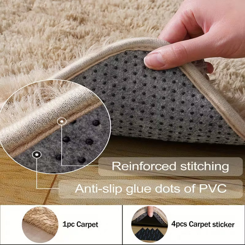 Luxury Beige Area Mat｜Reinforced Stitching & PVC Anti-Slip | Ideal Christmas Gift & Modern Decor