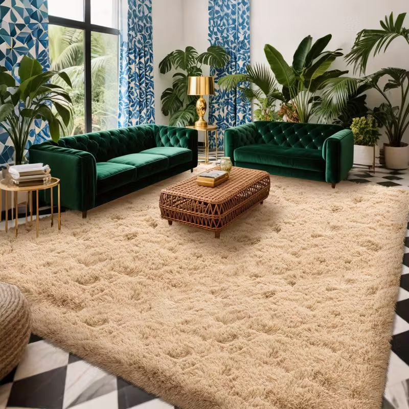 Luxury Beige Area Mat｜Reinforced Stitching & PVC Anti-Slip | Ideal Christmas Gift & Modern Decor