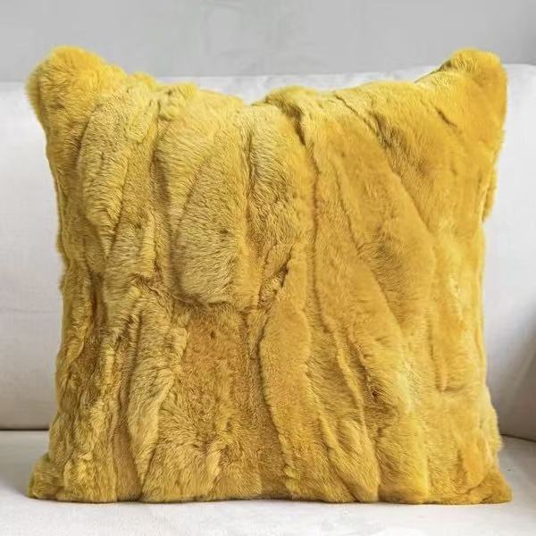 Premium Genuine Rabbit Fur Throw Pillow | Ultra-Soft Calming Cushion for Pets & Home | Warmloomo™