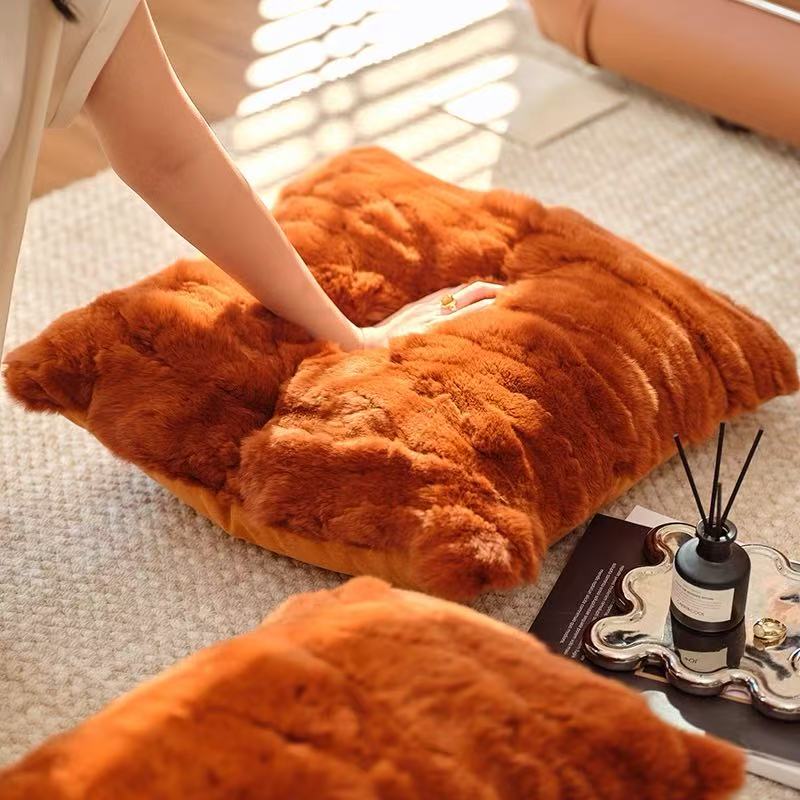 Premium Genuine Rabbit Fur Throw Pillow | Ultra-Soft Calming Cushion for Pets & Home | Warmloomo™