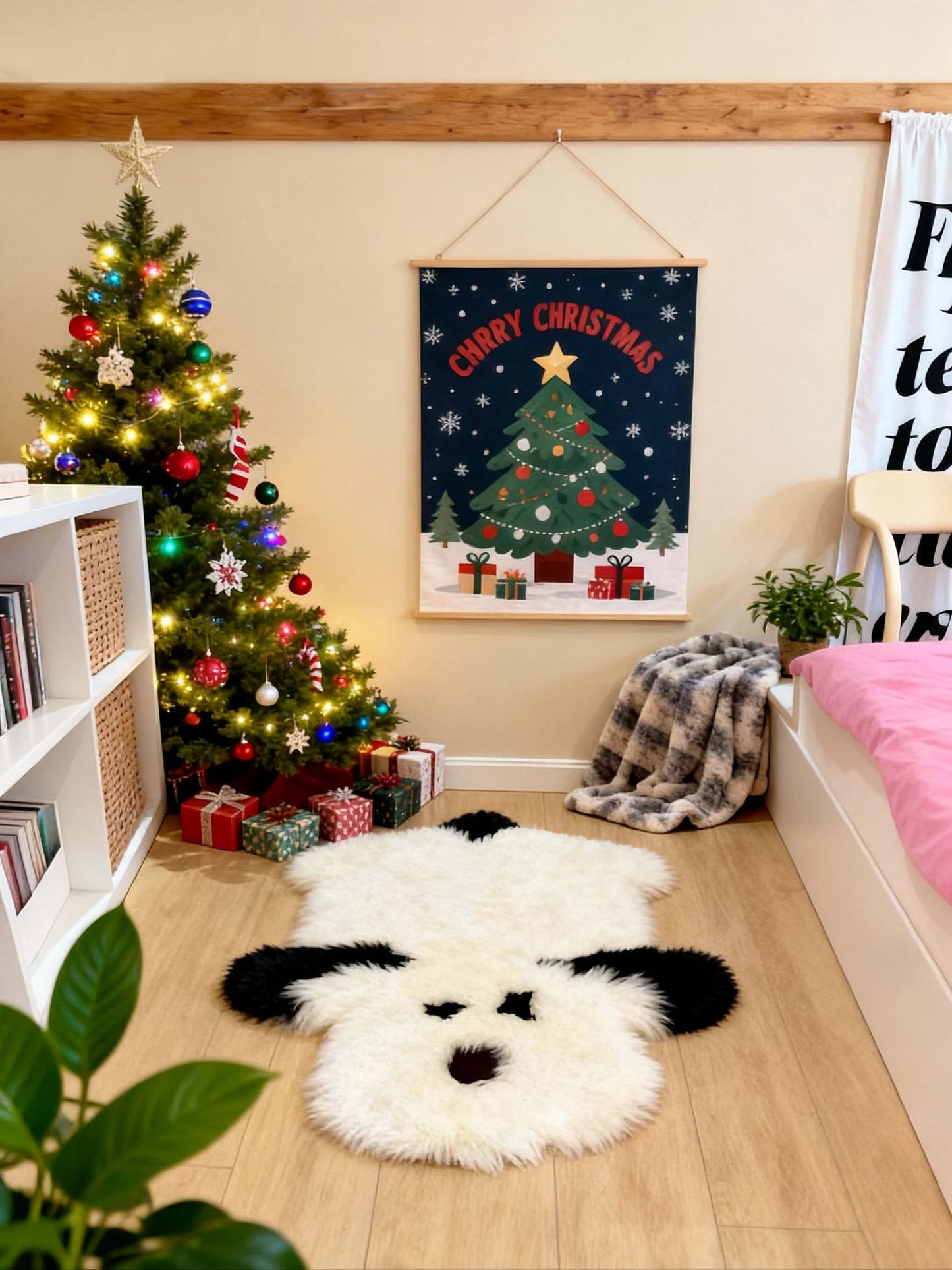 Faux Sheepskin Carpet, Dog Rug Non-Slip & Washable Mat for Living Room, Pet-Friendly Home