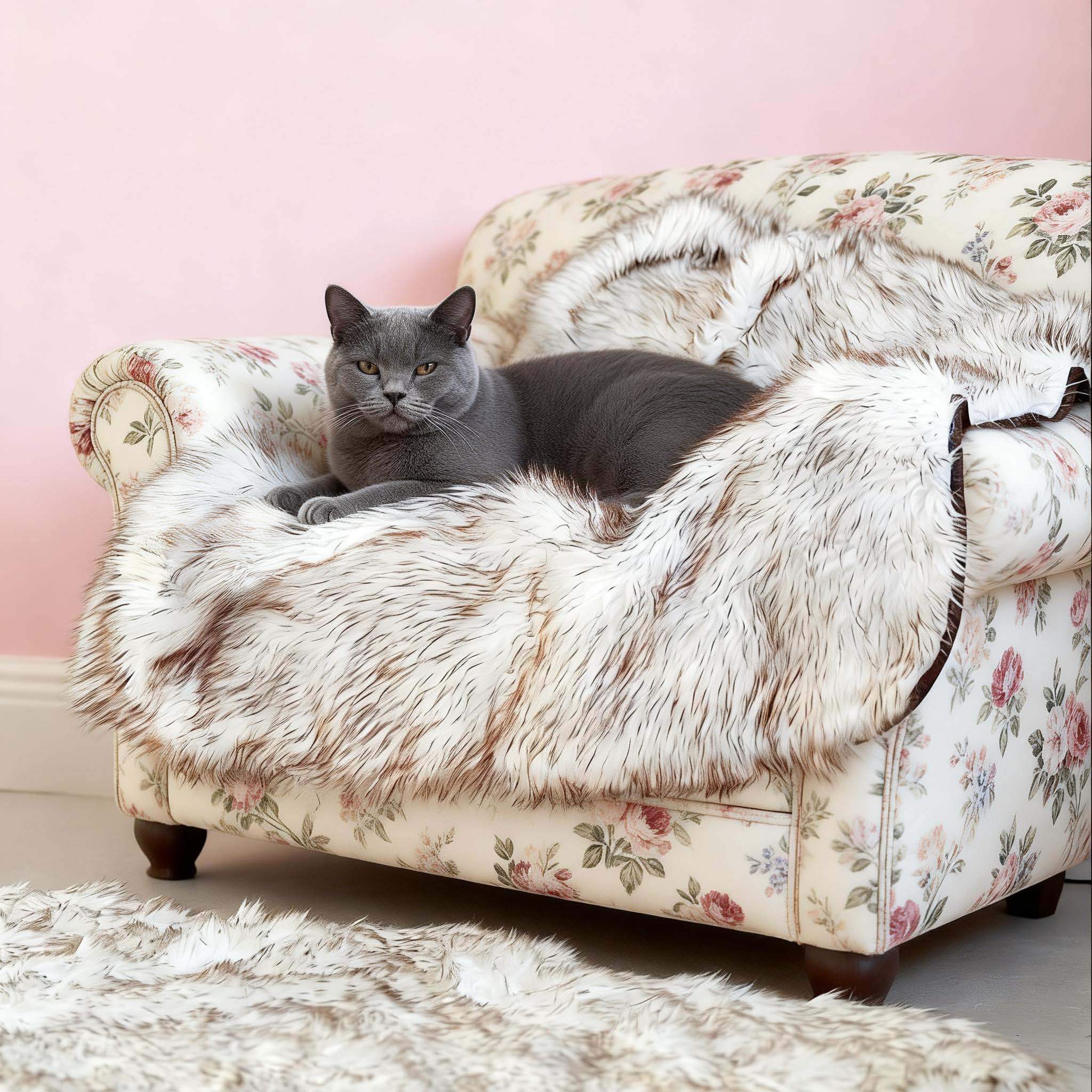 Waterproof Faux Fur Dog Blanket |Luxury Pet Throw for Couch & Bed